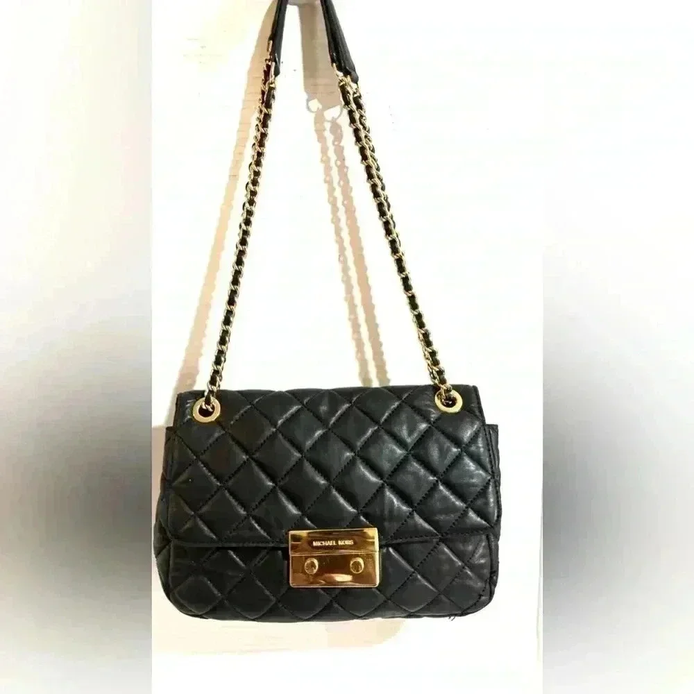 Michael Kors black quilted leather crossbody handbag
